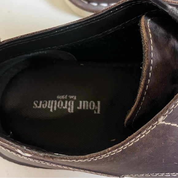 Men's Brown Leather Casual Shoes Four Brothers Size 11.5 - Picture 2 of 4